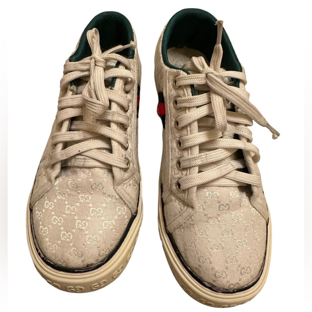 Vintage Gucci Beige tennis 1977 classic monogram Sneakers size 38/39 - Picture 2 of 11
